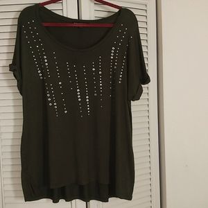 2X Olive Green women's decorative top.
